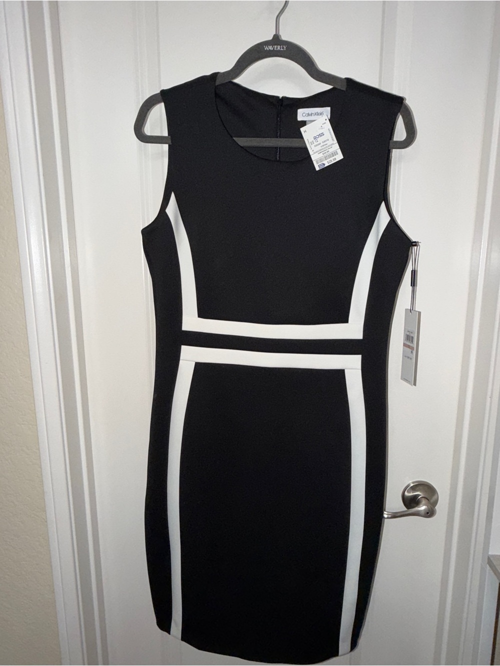 Calvin Klein Black and White Colorblock Sheath Dress